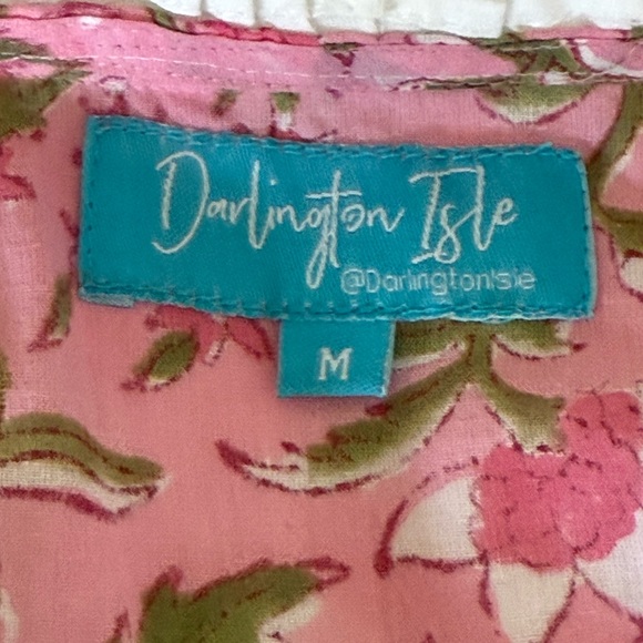 Darlington Isle Floral Lace Ashton Pink Tiered Summer Mini Dress Size Medium - Picture 9 of 10